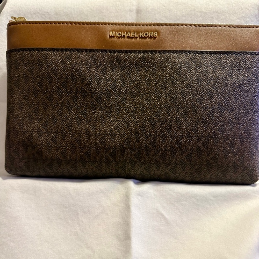 Michael Kors Brown and Tan Clutch